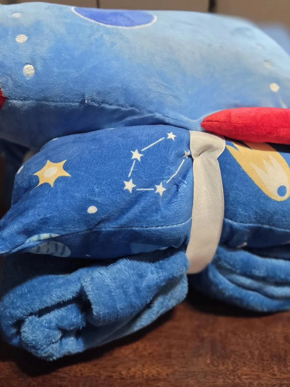 Comfort Bay Plush Rocket Kids 3 Pc Travel Set Blue & Red Space Accents